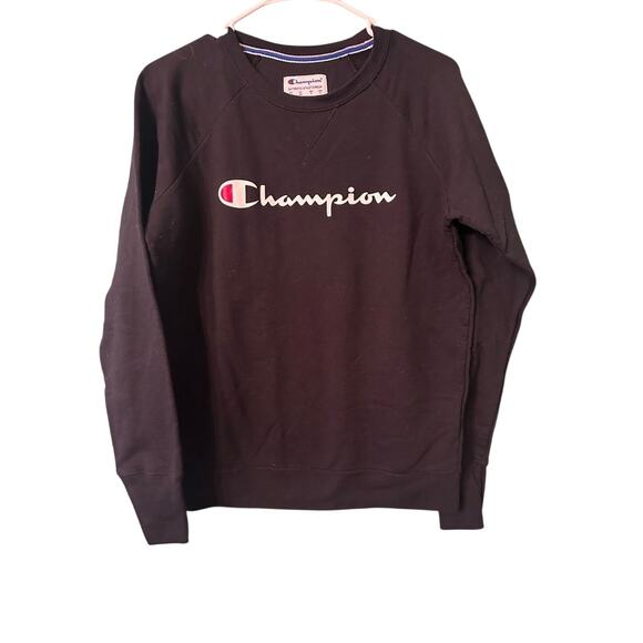 Champion Sweatshirt Women's Size Medium Black Medium Weight Crewneck - Picture 1 of 3